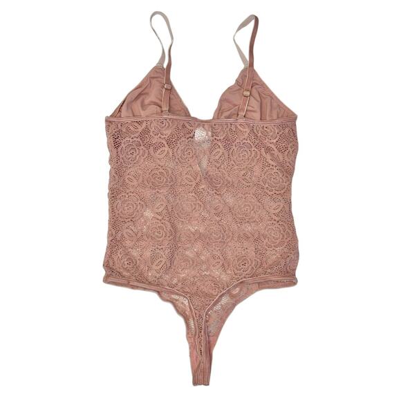 DYNAMIC Pink Lace Bodysuit Shear Cut Out Playsuit Boudoir Lingerie One Size - Picture 7 of 10